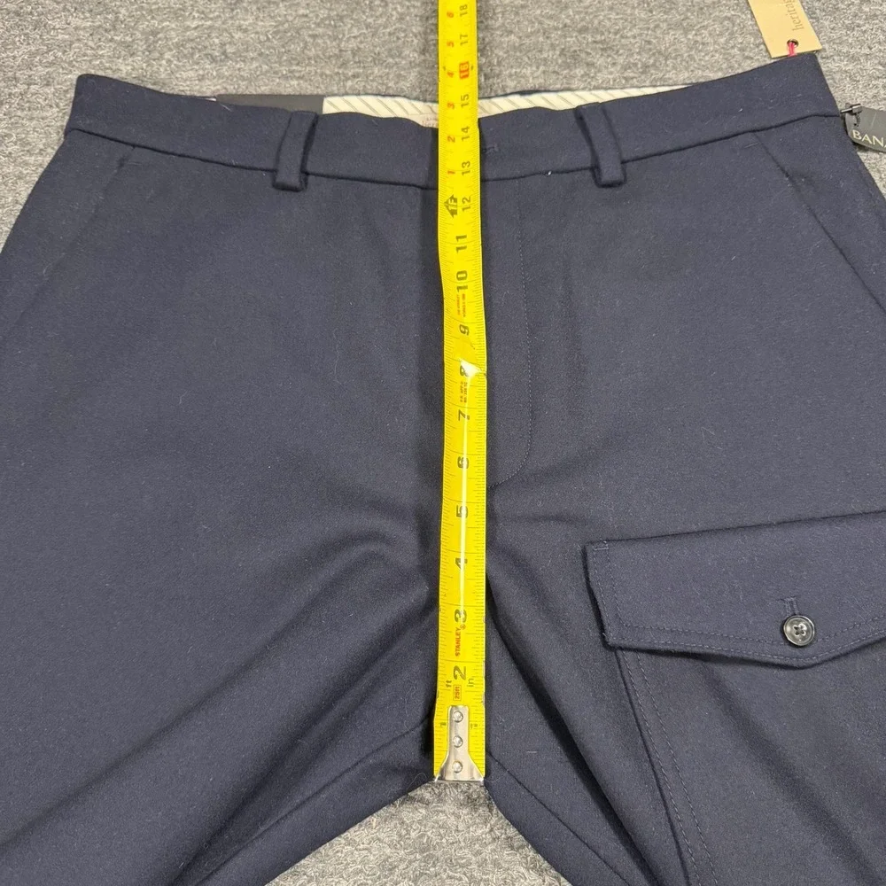 Banana Republic Trooper Fit Pants Men 34X32 Blue Wool Relaxed Crop Taper Relaxed